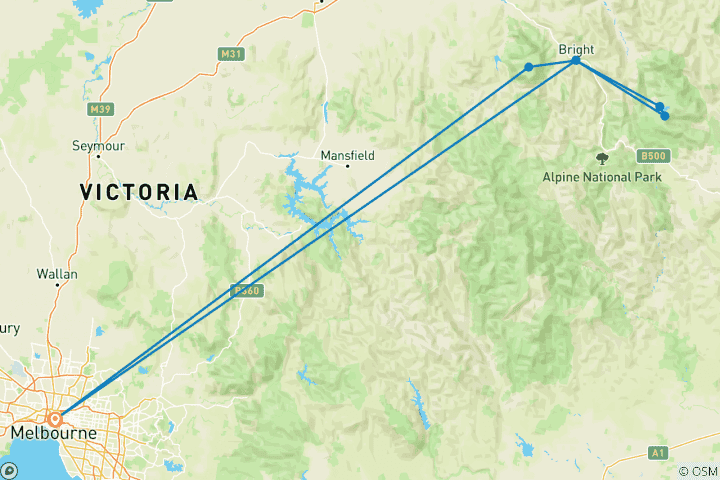 Kaart van Wandeling Victoria's High Country