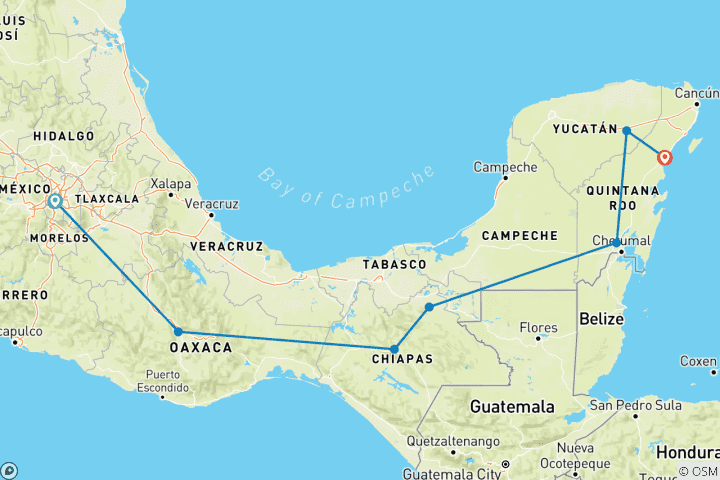 Carte du circuit Viva Mexico : Ruines anciennes et Riviera maya