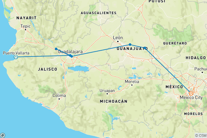 Carte du circuit Essentiel Mexique central