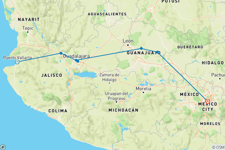 Carte du circuit Essentiel Mexique central