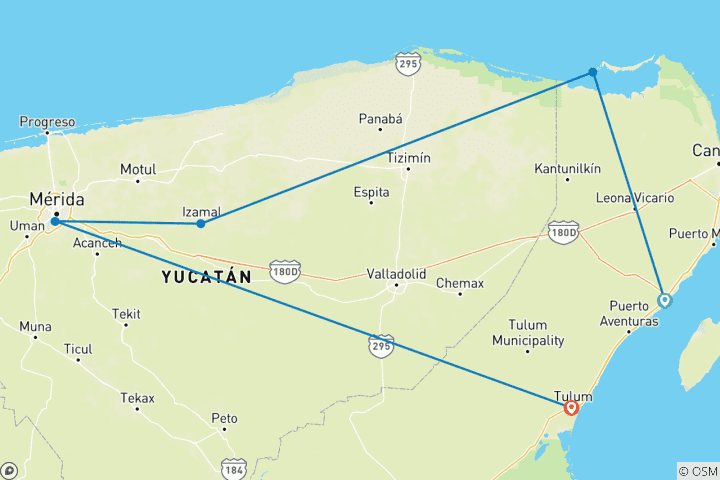 Carte du circuit Les points forts du Yucatan