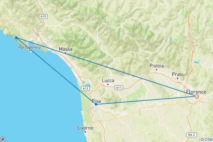 Carte du circuit De la Toscane aux Cinque Terre : Vins, villages et Treks inoubliables