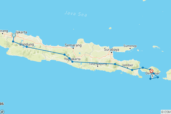 Map of Best Java & Bali Experience, Private Tour