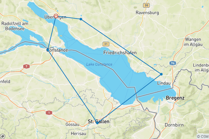 Mapa de Lago de Constanza - autoguiado - Alemania, Austria, Suiza