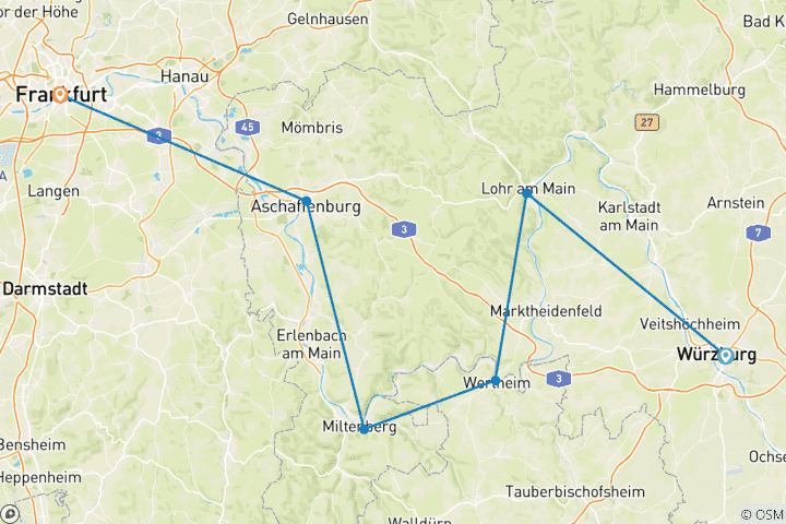 Carte du circuit Main River BikeTour | Autoguidé | Wurzburg à Francfort