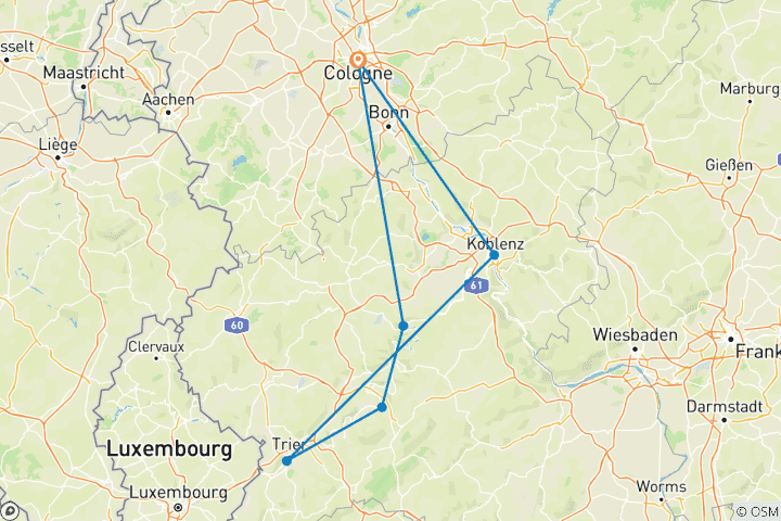 Carte du circuit Allemagne | Moselle à vélo | Vélo et bateau