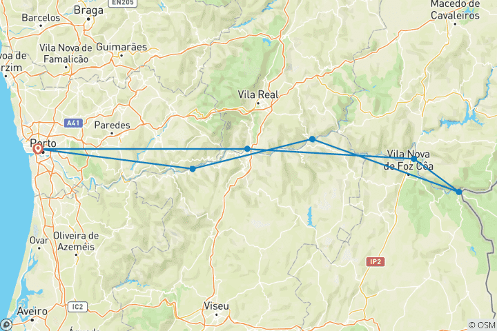 Carte du circuit Circuit pittoresque en solo dans le Douro