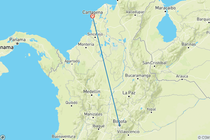 Mapa de Pintoresco viaje en solitario por Bogotá y Cartagena