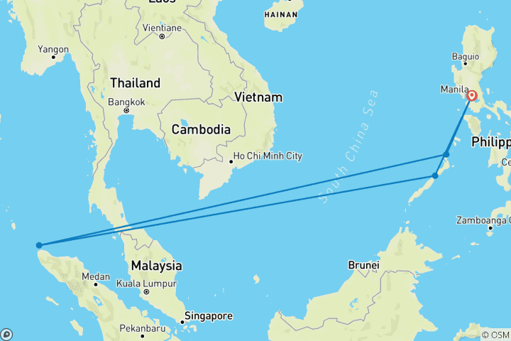 Map of Picturesque Solo Philippines Tour