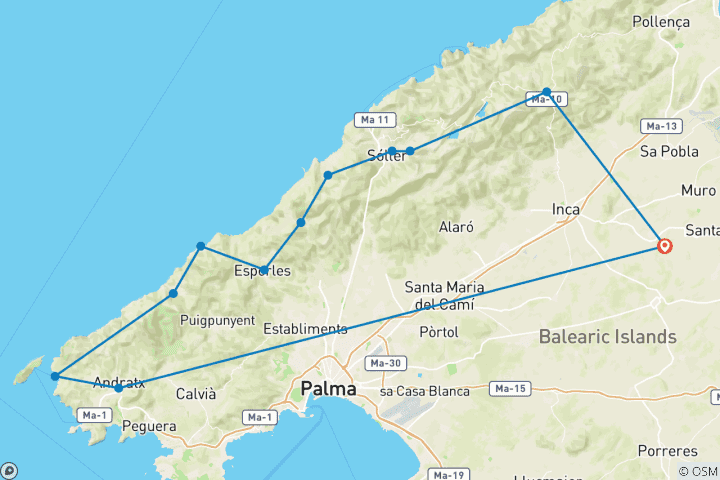 Carte du circuit Le GR 221 classique - l'itinéraire complet d'une côte à l'autre (12 jours)