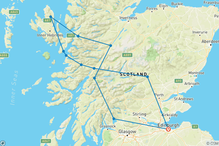 Mapa de Isla de Skye y Glenfinnan