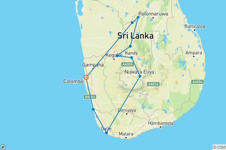 Mapa de La rica cultura de Sri Lanka