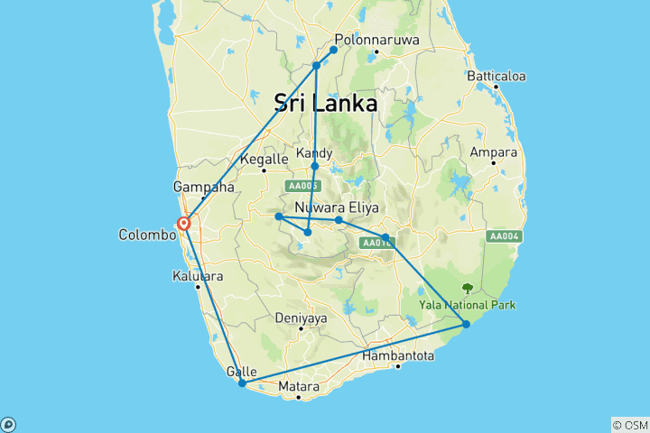 Carte du circuit 10 jours de voyages d'aventure