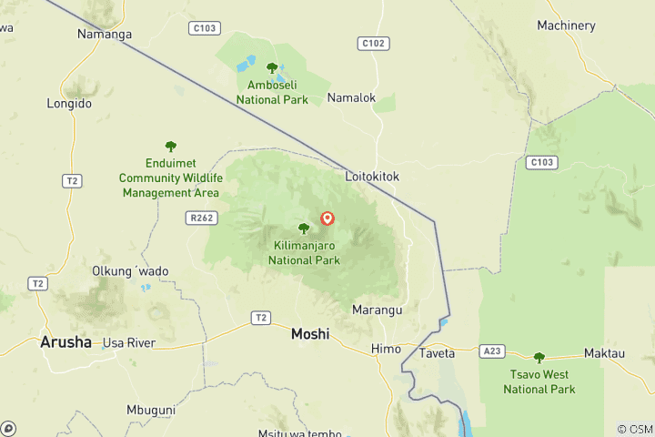 Carte du circuit Ascension du Kilimandjaro - Route de Lemosho - 8 jours