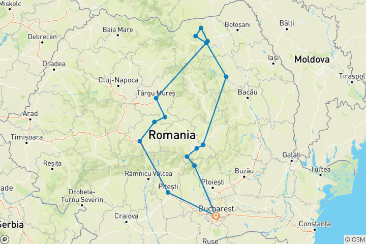 Carte du circuit La Transylvanie et les monastères peints - Visite privée avec escorte