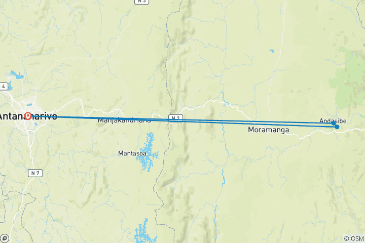 Mapa de Experiencia con lémures de Andasibe 4 días /3 noches - confort