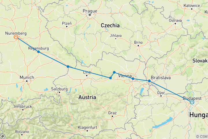 Carte du circuit Découverte du Danube Bleu 2024