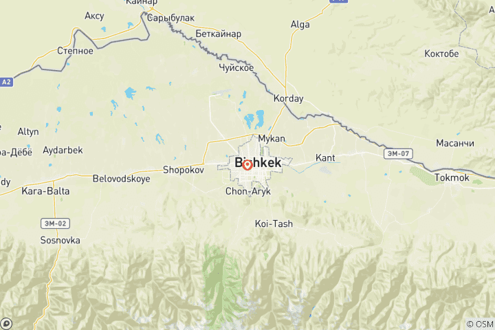 Map of Winter adventure tour near Bishkek