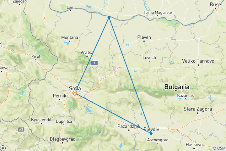 Carte du circuit Trek sur le sentier Orpheus, Bulgarie