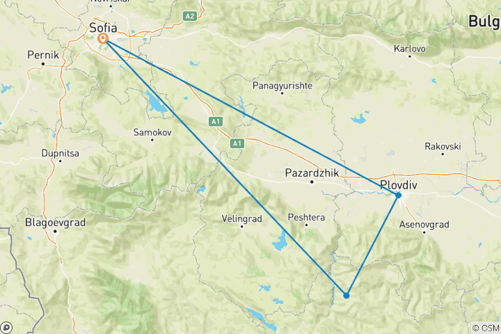 Map of Orpheus Trail Ride, Bulgaria