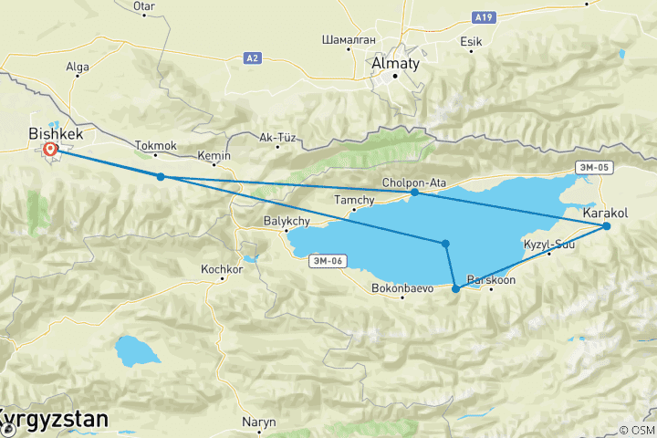 Map of Karakol Ski Spa tour, 3 days