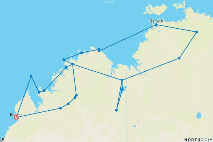 Map of Kimberley and Top End with Kimberley Coastal Expedition Broome Return (2024)