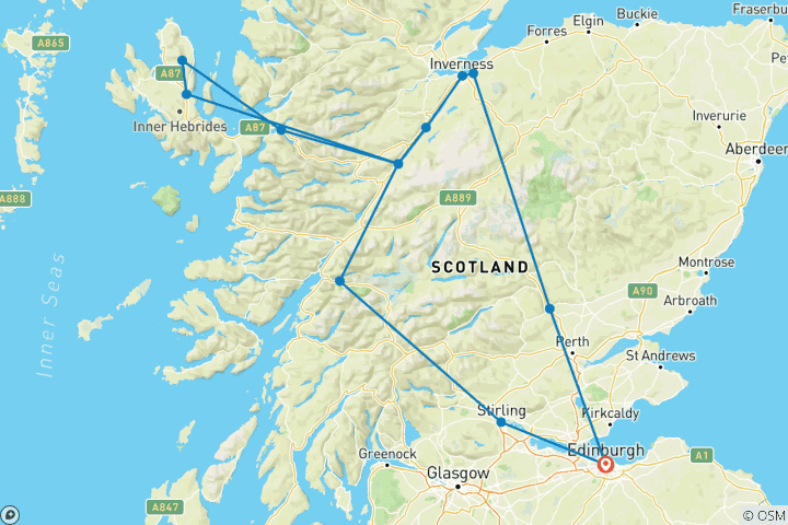 Kaart van Het wilde Skye & Loch Ness