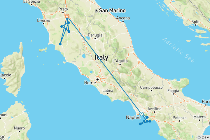 Map of AMALFI & TUSCANY - 7DAYS/6NIGHTS