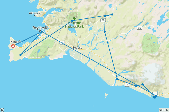 Mapa de Viaje de verano en familia de 6 días - circuito privado