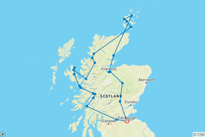 Map of Isle of Skye, Orkney & North Coast 500