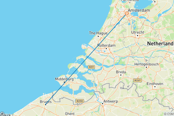 Map of Trip to Brugge and Amsterdam