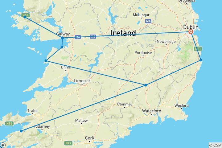 Karte von Rundreise Irland