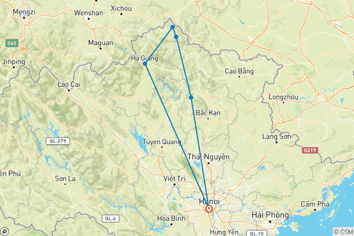 Map of Trekking In Northern Of Vietnam 9 Days 8 Nights