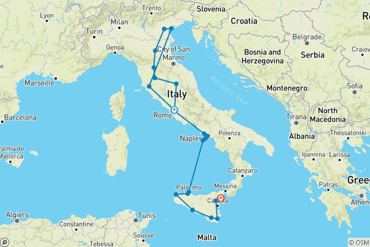 Map of Best Journey of Italy - 17 Days