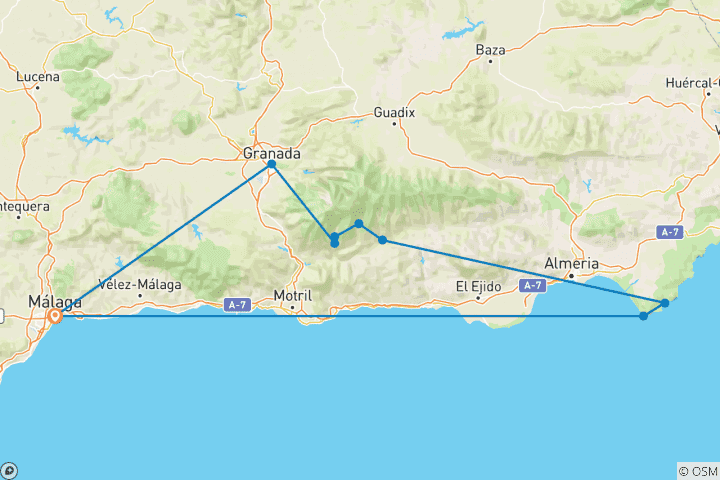 Mapa de Senderismo en Sierra Nevada: Ruta Oriental