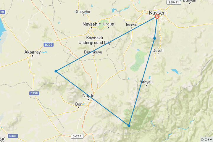 Map of Central Anatolian Ski Adventure