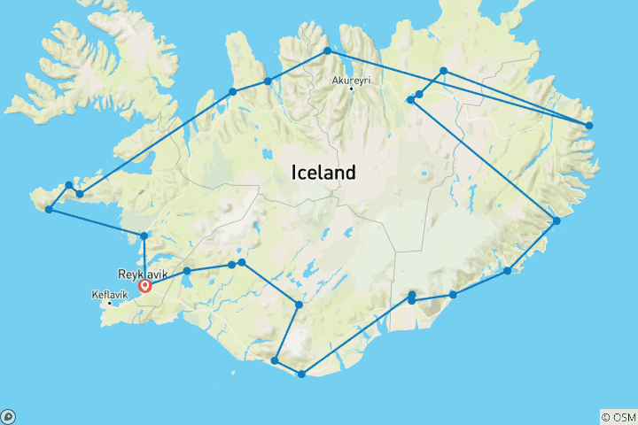 Karte von Rund um die Insel aus Feuer und Eis