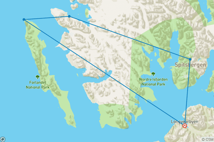 Map of Spring awakening and summer in Spitsbergen