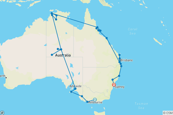 Carte du circuit Kaléidoscope Australie