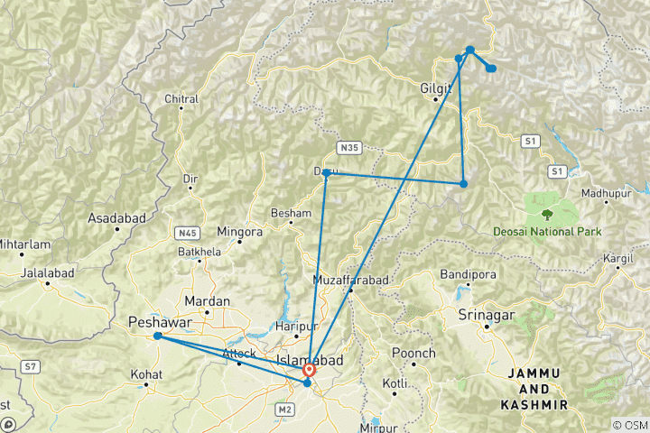 Karte von Von der Märchenwiese ins Hunzaland