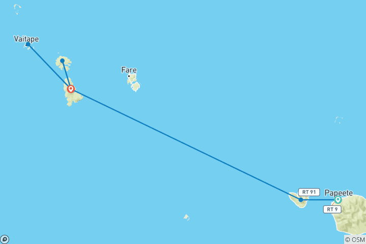 Carte du circuit Polynesia Dream - Croisière de Tahiti à Raiatea