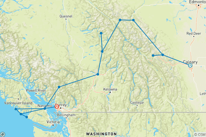 Karte von Die schönsten Nationalparks Westkanadas