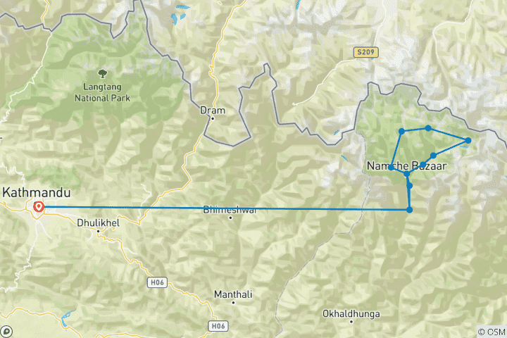 Karte von Drei-Pässe-Runde im Everest-Gebiet