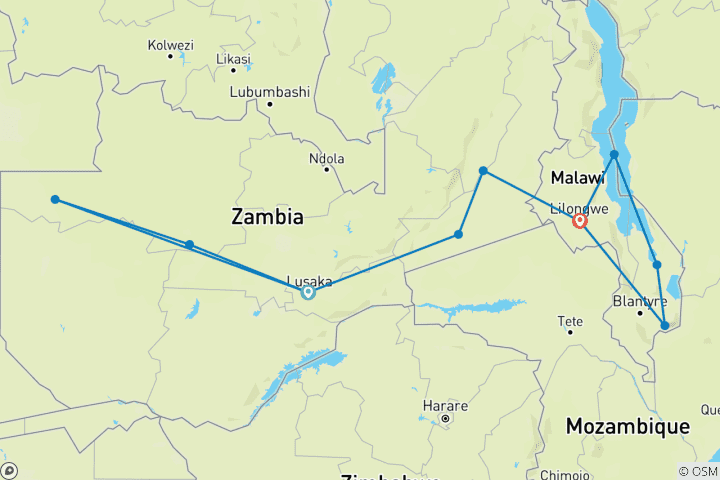 Mapa de Tras las huellas de Livingstone