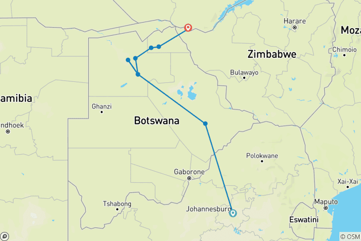 Karte von Auf Pirsch in der Savanne und im Einbaum durchs Delta