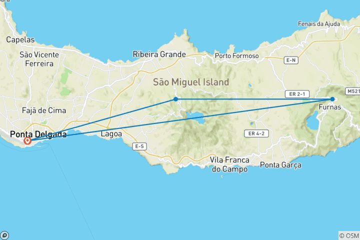 Karte von Wandertraum auf der Atlantikinsel São Miguel