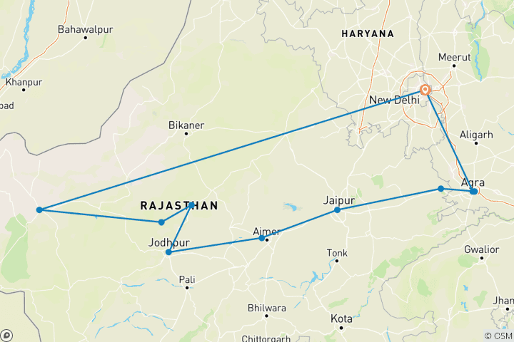 Map of The Desert State of Rajasthan with Nagaur Camel Festival