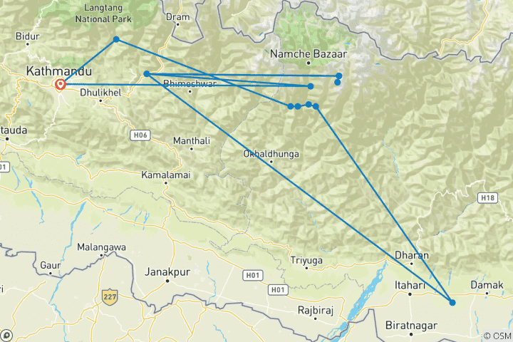 Karte von Lodgetrekking zum Mera Peak