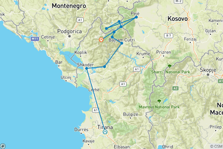 Mapa de Picos de los Balcanes - senderismo de montaña en su máxima expresión con la ascensión al Trekufiri (2366 m)