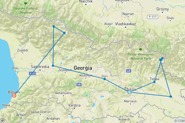 Carte du circuit Grand circuit du Caucase du Sud Spécial été